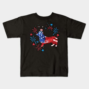 Corgi Uncle Sam Hat 4Th Of July Kids T-Shirt